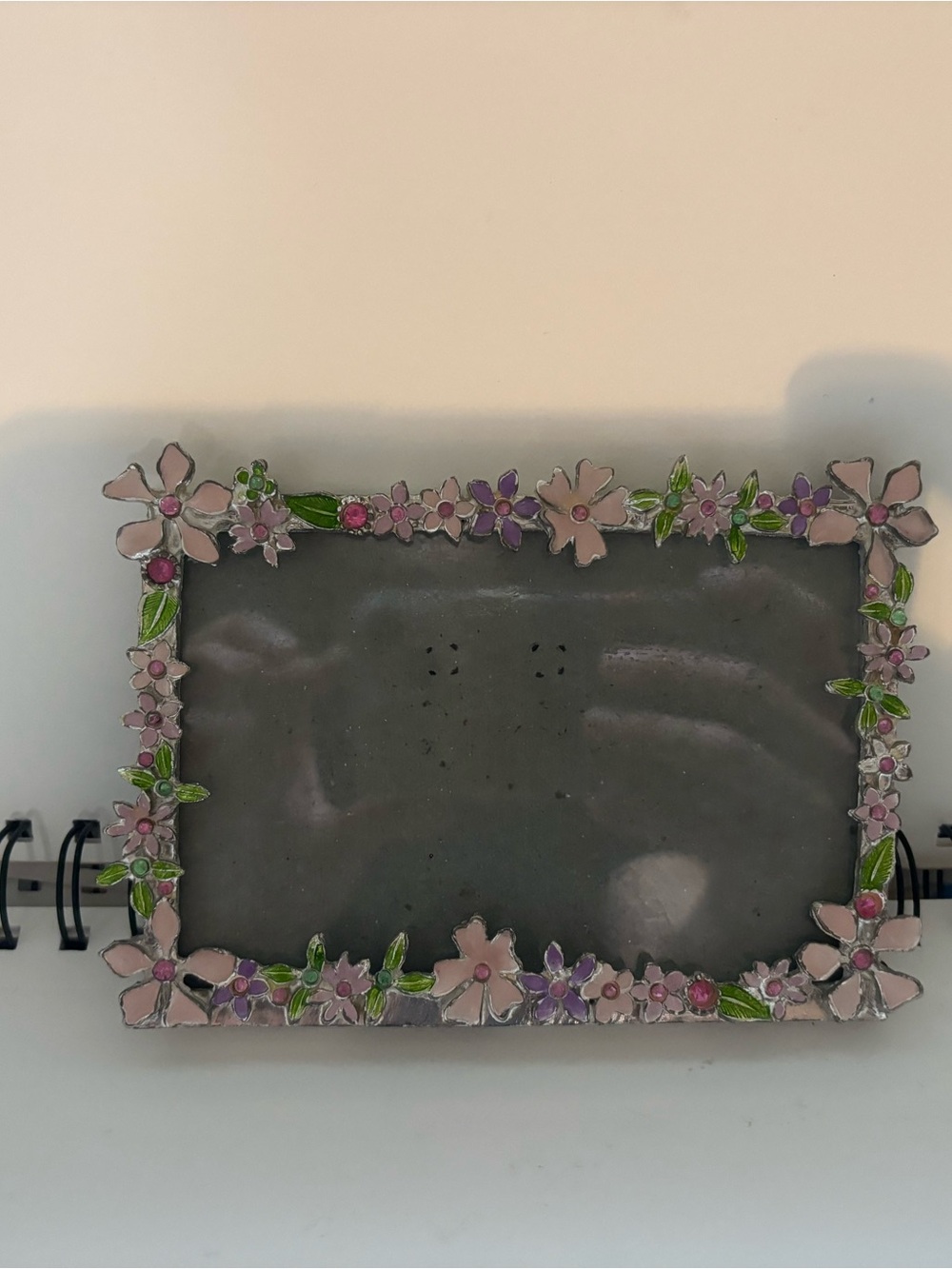Metal Floral Enamel Picture Frame in Pink and Purple